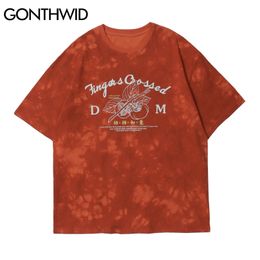 T-Shirts Men Fashion Streetwear Hip Hop Fruit Print Tie Dye Short Sleeve Tees Cotton Casual Harajuku Loose Tshirts Tops 210602