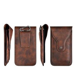 Men Faux Leather Universal Vertical 6.5inch Phone Belt Clip Holster Waist Bag