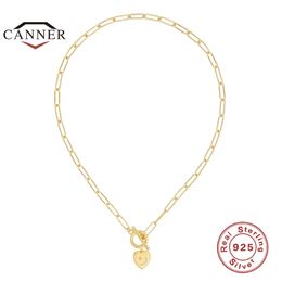 CANNER Real 925 Sterling Silver Star Moon Necklace For Women Geometric CZ Zircon Clavicle Chain Necklaces Fine Jewellery Collares