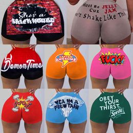 Sexy Women Shorts PIus Size Tight Pants Personalise Printing Mini Short Yoga Pants Letter Embroidered Pattern Fitness Leggings Skinny S-3XL