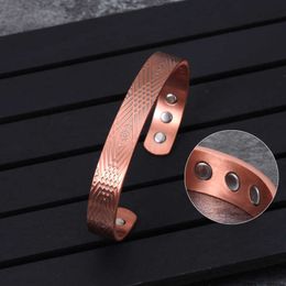 Vinterly Pure Copper Bracelets Magnetic Adjustable Cuff Bracelets Male Copper Health Energy Magnetic Bracelets Bangles for Women Q0717