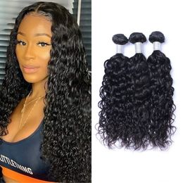 brazilian water wave hair UK - Brazilian Water Wave Hair Bundles 3 Pieces Remy Human Hair Wet and Wavy Weave Extensions