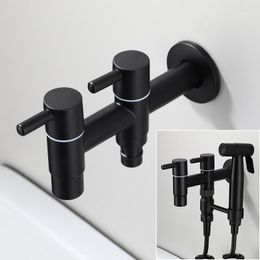 Bathroom Sink Faucets Outside Faucet Single Cold Tap Suit For Washing Machine Black Toilet Bibcocks Stainless Steel Garden Mixer Wall Mounte