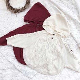 Autumn Winter Baby Kids Girls Pullover Sweaters Children's Clothes Baby Kids Girls Long Sleeve Pure Color Cloak Knit Sweater Y1024