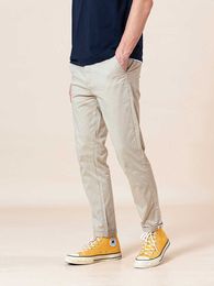 SIMWOO Spring Summer Slim Fit Tapered Pants Men Enzyme Washed Classical Chinos Basic Plus Size Trousers SJ150482 210616