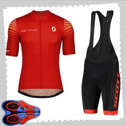 SCOTT team Cycling Short Sleeves jersey (bib) shorts sets Mens Summer Breathable Road bicycle clothing MTB bike Outfits Sports Uniform Y210414100