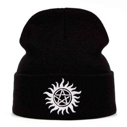 Supernatural Beanie Knitted Winter Hat Solid Hip-hop Skullies Knitted Hat Cap Costume Accessory Gifts Warm Winter Y21111