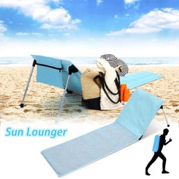 beach chair pads UK - Outdoor Pads 1Set Portable Folding Lounge Beach Chairs Sky Blue Chair Reclining Mat For Summer Vacation Camping