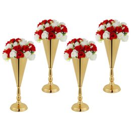 centerpiece vases for weddings Australia - Vases 4pcs Set 14.7 Inches Tall Floor For Living Room Wedding Flower Gold Vase Table Centerpiece Reception Party Home Decor