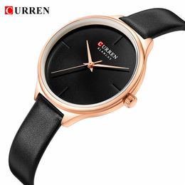 CURREN Brand Ladies Watches Quartz Wrist Watch for Women Casual Fashion Leather Strap Female Girl Clock Simple Classy Watch Gift 210517