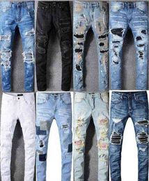 Top High Quality Men Slim Jeans zipper Hole Casual Jean Skinny pant Biker Pants Big Size 28-40