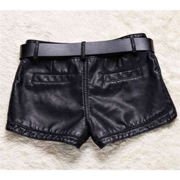 autumn and winter Ladies PU leather shorts Korean casual slim boots DK291 210714