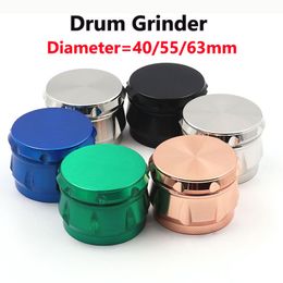 Metal Grinders Smoking Accessories 40mm 55mm 63mm Tobacco Peppers Crusher Zinc Alloy Made 4 Parts Herb Grinder 6 Colors