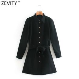 Women Vintage Single Breasted Long Sleeve Mini Shirt Dress Chic Lady Turn Down Collar Black Vestido Casual Dresses DS4779 210416