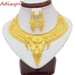 Adixyn 2018 Dubai Necklace&Earrings Jewellery Set for Women Gold Colour Jewellery Ethiopian/Arab/India Wedding/Party Accessory N10078 H1022