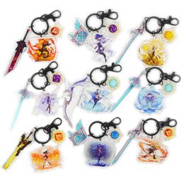 Hot Game Genshin Impact Anime Keychain Cosplay Hutao Xiao Ganyu Albedo Zhongli Cute Cartoon Character Fans Collection Pendant Y0728