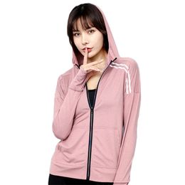 Casual Jacket Women Spring Summer Hooded Cardigan Long Sleeved Running Outdoor Sports Fitness Clothing LR1068 210531