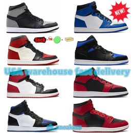 Jumpman 1 zapatos de baloncesto OG High 1S American Warehouse Entrega rápida y distribución Running Black Toe White Royal Men Sport Sneakers Entrenadores con caja