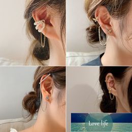 New Fashion Trendy Women Dangle Ear Cuff Earrings Korea Style Long Tassel Pearl Butterfly Earrings Female Korean Jewellery 039 Factory price expert design Quality