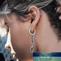 1PCS Punk Stainless Steel Link Chain Hoop Earrings Hip Hop Ear Jewelry Chunky Geometric Drop Earrings for Women Teens Girls Men Factory price expert design Quality