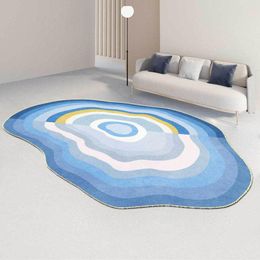 -Teppiche Unregelmäßigen ovalen Teppichboden für Wohnzimmer Modernes Geometrisches Schlafzimmer Sofa-Bereich Teppiche Anti-Slip-Speisen Salon Bodenmatte Wohnkultur