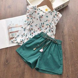 Bear Leader Toddler Girls Set Summer Short Sleeve Clothes Set Letter Printed T-shirt Pants 2pcs Outfits Solid Baby Kids Outfits