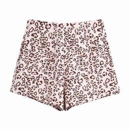 Streetwear Women Leopard Print Shorts Summer Fashion Ladies Khaki High Waist Zipper Causal Female Chic Clothes 210430