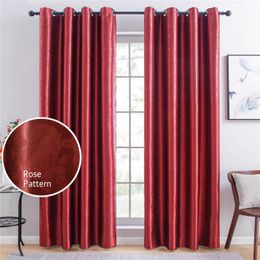 Topfinel Blackout Curtain Solid Embossing Modern Window Treatment Curtain Shades for Living Room Bedroom Curtain Fabric Drape 210712