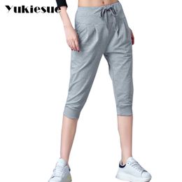 Summer Calf Length Female Harem Pants Plus Size Black Trousers for Women Sportwear Joggers Sweat pants Ladies 5XL 6XL 210519