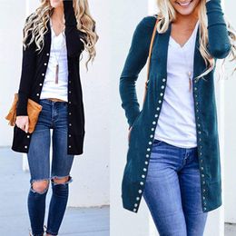 Women Sweater Fashion Elegant Ladies Autumn Long Sleeve Slim Knitted Cardigan Outwear Plus Size Open Stitch Button Clothing