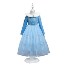 Clothing Sets ice 2 Princess Aisha skirt long sleeve wool collar cloak children's sweater dress autumn and winter