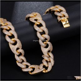 Necklaces & Pendants Drop Delivery 2021 Iced Out Cuban Link Chain 18Mm Hip Bling Chains Jewellery Men Gold Luxury Designer Diamond Necklace Men