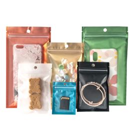 One side clear colored Resealable Zip Mylar Bag Aluminum Foil Bags Smell Proof Pouches Jewelry pack LX4558