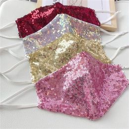 Fashion Bling 3D Washable Reusable Mask PM2.5 Face Care Shield Sun Gold Elbow Sequins Shiny Face Mount Masks for PM2.5 LLF8993