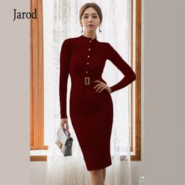 Sweater Dress Women Korean Knitted es Autumn Long sleeve Knit sheath Midi Female Sexy Vestido 210519