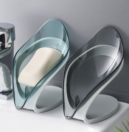 Leaf Soap Storage Rack V-Shaped Drain Design Soap Box Organize Non-Perforated Shelf Bathroom Kitchen