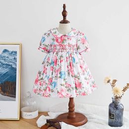 Toddler Girl Smocked Floral Dress infant Smocked Frocks Children Spanish Boutique Gown Baby Girl Spain Handmade Smocking Dress Q0716