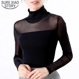 Fashion Shirts Women Ladies Tops Long Sleeve Plus Size Tops for Women Clothing Solid White Office Lady Turtleneck 5907 50 210527