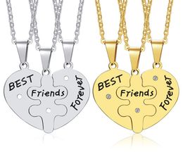 Stainless steel 3 piece set Pendant Necklace Friends Forever Friendship Heart Puzzle CHARMS Silver, Gold