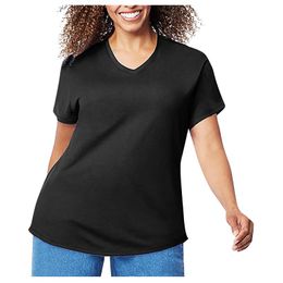 Running Jerseys Women's Fashion Casual Blouse Plus Size Solid T-shirt V-neck Short Sleeve Top Women O Neck Friends Lady