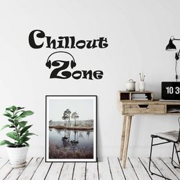 Wall Stickers Large Chill-Out Zone Music Headphone Sticker Playroom Gaming Relax Sing Song Decal Bedroom Decor