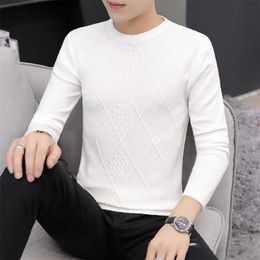 Men's sweater autumn cardigan sweater men's round neck Korean slim handsome youth casual bottoming shirt men 211221