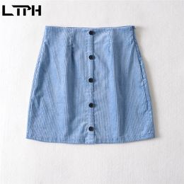 Simple Vintage Corduroy Package Hip Mini skirt Sexy High Waist Stretch Slim Single Breasted Women Skirts Autumn 210427