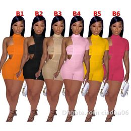 Women Jumpsuits Two Piece Set Designer Solid Colour Irregular Design With Wrapped Chest Strapless Onesies Slim Sexy Rompers