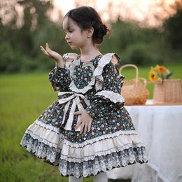 Baby GIrl Floral Spanish Dresses for Girl Birthday Party Ball Gown Infant Lolita Princess Dress Toddler Vintage Boutique Clothes 210615