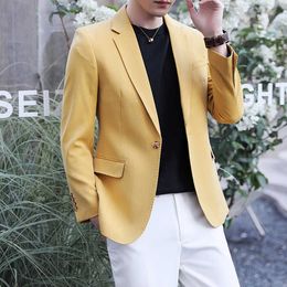 Men Blazers Business Casual Dress Coat Solid Colour Formal Party Tuxedo Suit Jacket Street Wear Social Blazer Masculino 210527