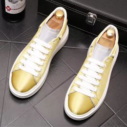 Spring Autumn Fashion Men Lace-up Casual Shoes Luxury Designer Cool Wedding Party Dress Loafers Size37-43 White Leather Flats