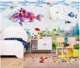 Custom wallpaper for walls 3d photo wallpapers murals Modern Children's room dreamy underwater world fish simple background wall decoration painting