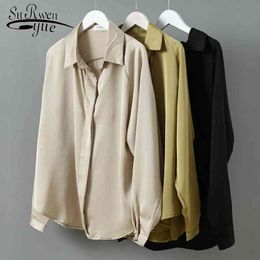 Korean Fashion Clothing Blusas Mujer De Moda Autumn Vintage Women Shirt Solid Elegant Long Sleeve Office Silk Tops 6717 50 210521