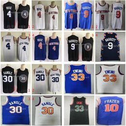 2021 NEW R.J. 9 Barrett Derrick 4 Rose Julius 30 Randle Black Basketball Jersey Mens Retro Patrick 33 Ewing Walt 10 Frazier Blue white Stitched Shirts